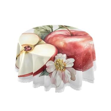 Imagem de Qilmy Toalha de mesa redonda de palmeira de treliça verde, 152 cm, resistente à água, à prova de derramamento, capa de mesa grande para jantar de reunião de família em ambientes internos e externos