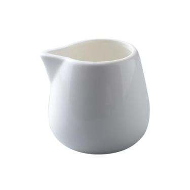 Imagem de Jarro de creme requintado de cerâmica boca aberta molheteira recipiente de creme de café branco copo espumador de leite para molhos, salada de leite, leite e jarro de xarope (médio)