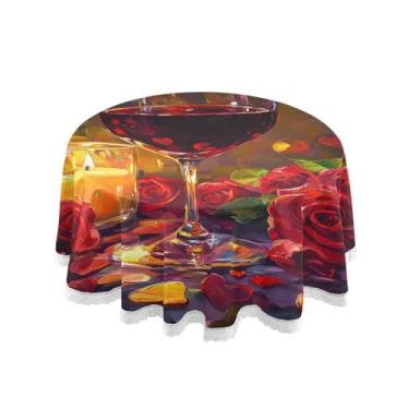 Imagem de Qilmy Toalha de mesa redonda de palmeira de treliça verde, 152 cm, resistente à água, à prova de derramamento, capa de mesa grande para jantar de reunião de família em ambientes internos e externos