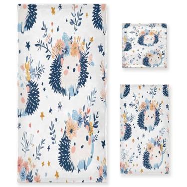 Imagem de xigua Cute Hedgehogs conjunto de toalhas de banheiro absorvente macio 3 peças toalha de banho toalha de mão toalhas decorativas para banheiro, academia, hotel, praia, piscina