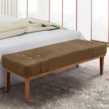 Imagem de Recamier 0,90m Com Base De Madeira Maciça Em Tecido Suede Gênova - Lucadi caramelo