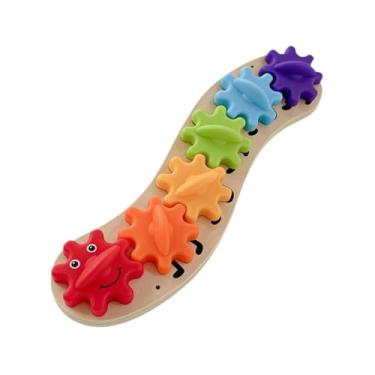 Imagem de MotiveTech Painel de Atividades DIY com Engrenagens, Brinquedo de Engrenagens Arco-Íris, Peças para Quadro de Atividades Educativas para Bebês de 1 a 3 Anos