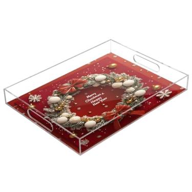 Imagem de STAYTOP Bandeja de servir de acrílico para guirlanda de Natal, 15,7 x 11,20 cm, bandejas decorativas à prova de derramamento, organizador de bancada para café da manhã, chá, comida, maquiagem