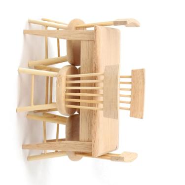 Imagem de Generic Conjunto de Cadeira de Mesa de Madeira Requintada Em Miniatura para Casa de Bonecas para Brinquedo de Casa de Bonecas 1:12, Acessório de Modelo de Mini Mobília Fofo e Bonito para Decoração
