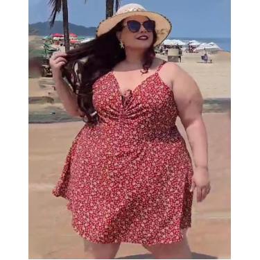 Imagem de Vestido Macaquinho Plus Size Forrado Decote Sexy Soltinho Ajustável Nã