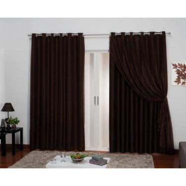 Imagem de Cortina Blackout Tecido 3,00X2,80 Com Voil  Marrom