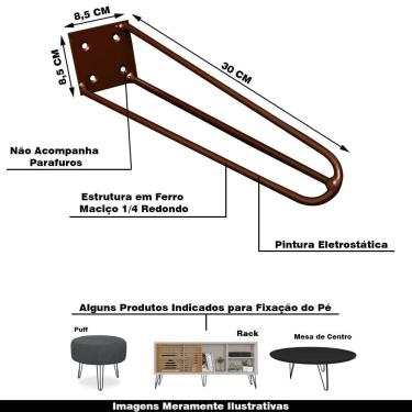 Imagem de Kit 12 Pés de Metal 30 CM Hairpin Legs Mesa de Canto Rack e Puffs Bronze