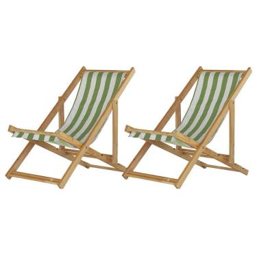 Imagem de Kit 2 Cadeira Espreguiçadeira Dobrável S-b-l Verde-branco