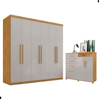 Imagem de Conjunto De Roupeiro E Cômoda Itaúnas Naturalle Off White