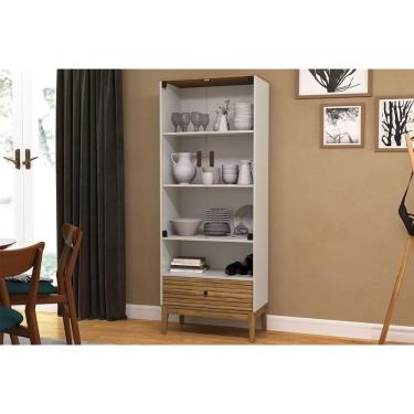 Imagem de Cristaleira Sala Jantar Mb 1057 C- 2 Portas De Vidro E 1 Gaveta -off White - Movelbento