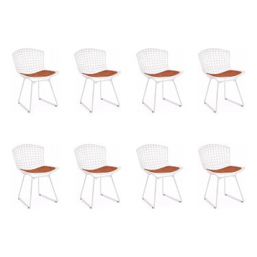 Imagem de Kit 8 Cadeiras Bertoia Branca Com Assento Cobre