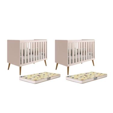 Imagem de Kit Gêmeos Berço Americano Isis com Colchões Supreme - Reller Móveis