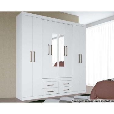 Imagem de Guarda Roupa Casal 8 Portas E 4 Gavetas C/ Espelho Nápoles Branco - Santos Andirá
