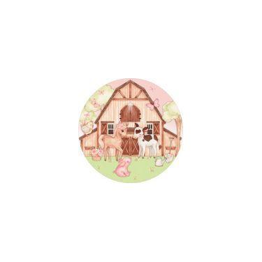 Imagem de Painel de Tecido Sublimado Redondo Fazendinha Aquarela Animais Cute Fu