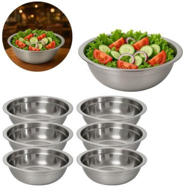 Imagem de 6 Tigelas Bowl Inox Mesa Posta 19cm P/ Restaurante 800ml - Rio Tijucas