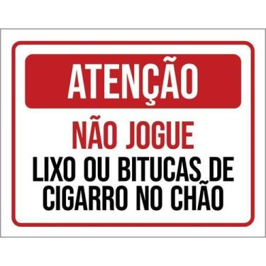 Imagem de Kit 10 Placa Acm Não Jogue Lixo Bitucas Cigarro Chão 18X23 - Sinalizo