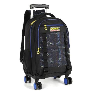 Imagem de Mochila Sonic Mala Rodinhas 360 Jogo Meninos Juvenil Preto - UP4YOU - 