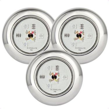 Imagem de Kit 3 Refletores Led 9w RGB Inox S para Iluminação Piscina - Hidralux