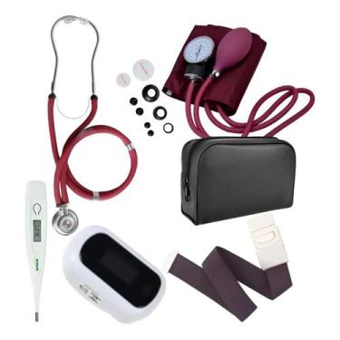 Imagem de Kit Esfigmomanômetro e Rappaport Premium + Termometro Axilar + Garrote