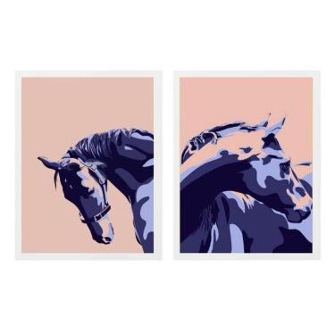 Imagem de Kit 2 Quadros Modernos Cavalos 33X24Cm