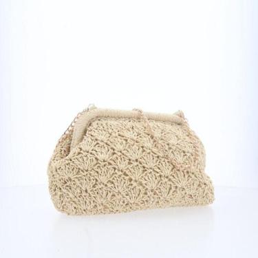 Imagem de Bolsa Festa Feminina de Crochê em Ráfia - BAUARTE, Bege
