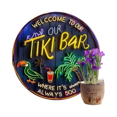 Imagem de Decoração Retrô Para Bar Tiki, Placa Redonda De Metal De 8x8 Polegadas