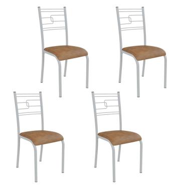 Imagem de Kit 4 Cadeiras Ella Estrutura Em Aço Branco E Tecido Jambo