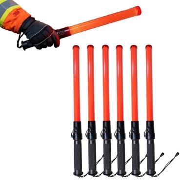 Imagem de Bastao Sinalizador LED Apito Kit 6 Viario Fiscal Frentista Segurança Emergencia Transito Obra Baliza