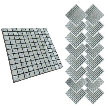 Imagem de Pastilha De Vidro Kit 16 Uni Adesiva Parede Cozinha Sala Banheiro Decorativa Moderna Requintado Reforma Aplicacao Facil