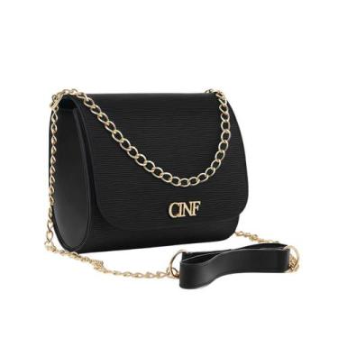 Imagem de Bolsa Feminina Transversal Tira Colo Corrente - CF Ecommerce, Preto