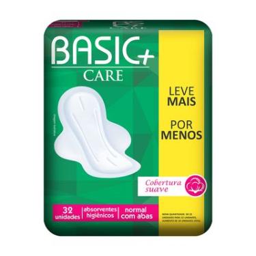 Imagem de Absorvente Feminino Basic Care Suave com Abas 32 Unidades Proteção Diária
