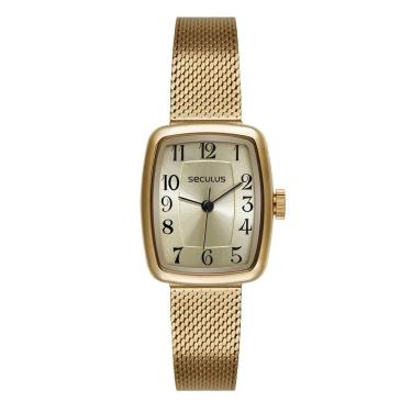 Imagem de Relógio Seculus Feminino Ref: 77342lpsvds1 Retangular Mesh Dourado