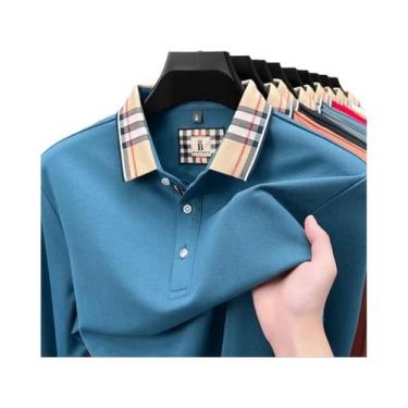 Imagem de Camisa Polo Masculina De Luxo Com Manga Longa, Confortável E Casual, E
