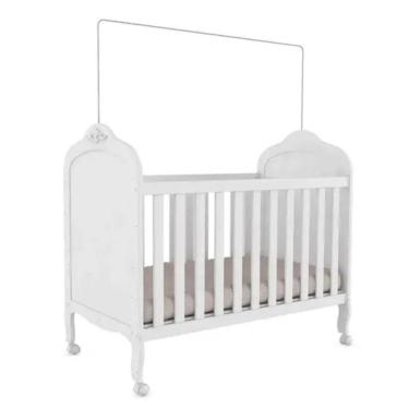 Imagem de Berço Peroba Elô  Americano  Branco 100% MDF 2 em 1 Infantil