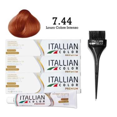 Imagem de 3 Unidades Coloração 7.44 Louro Cobre Intenso  Itallian Color - Italli