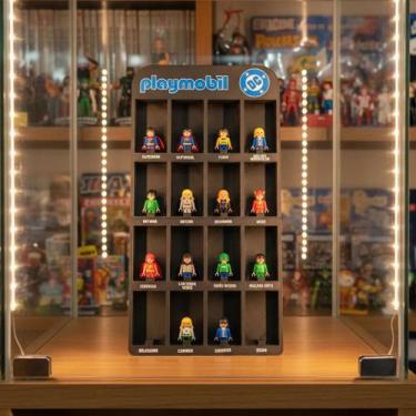Imagem de Expositor 3d Coleção Playmobil Dc Kinder Ovo 32cm, Preto