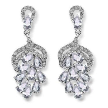 Imagem de Brinco Noiva Zirconia Prata Festa Formatura Debutante - De Castro joia