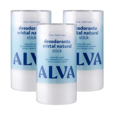 Imagem de 3 Desodorantes Cristal Stick Vegano Alva - 60g
