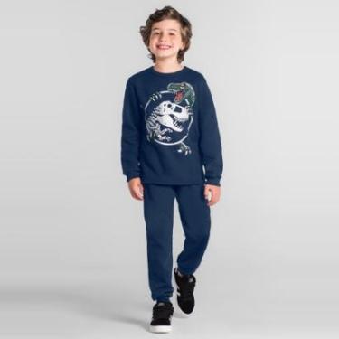 Imagem de Conjunto infantil em moletom de dinossauro Brandili-Masculino