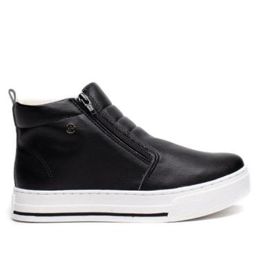Imagem de Tênis Feminino Via Marte Botinha Casual Preto/Branco, Preto, Branco, 3