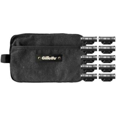 Imagem de Kit Carga para Aparelho de Barbear Gillette Mach 3 Carbono 10 Unidades com Necessaire-U...