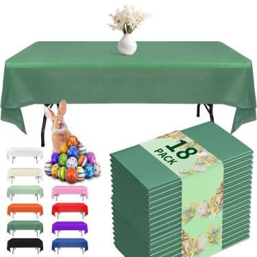 Imagem de Toalha de Mesa Plástica Fixwal 18 Unidades 137x274 cm Verde Escuro