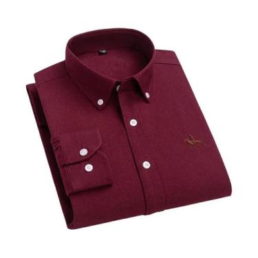 Imagem de Camisa Social Masculina De Algodão Oxford De Manga Longa Para Primaver