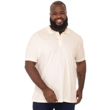 Imagem de Camisa Polo Plus Size Masculina Lisa com Punho Off White - Anistia Mod