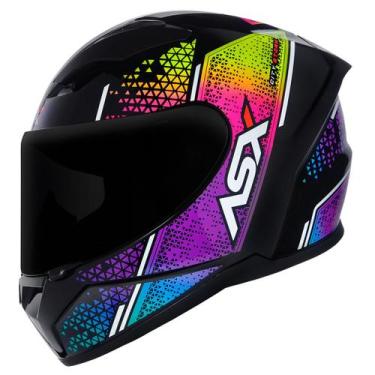 Imagem de Capacete Feminino Masculino Asx City Storm Colorido Moto, Preto Brilho