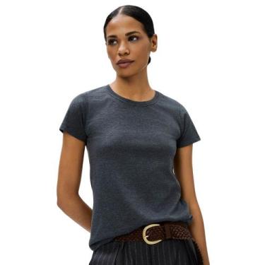 Imagem de Camiseta Slim Hering Básica Feminina 0241, Cinza mescla escuro, P
