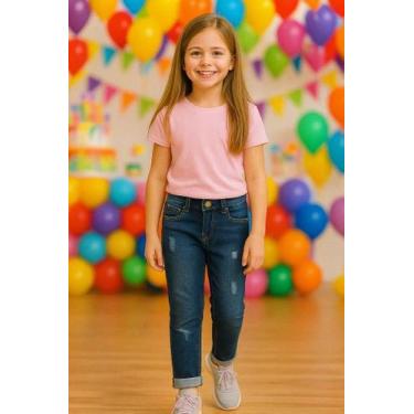 Imagem de Calça Jeans Infantil Feminino Elastano - Nalu_kids, Azul, 12