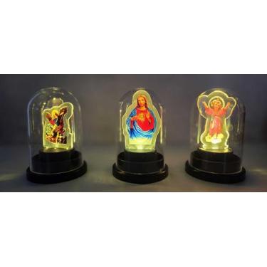 Imagem de Kit c/3 Enfeites de Mesa Religioso Led com Cupula Imagens Cores:Modelo