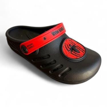 Imagem de Babuche Menino Infantil Homen Aranha Marvel Grendene Kids, preto/verme