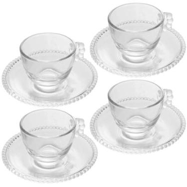 Imagem de Conjunto 4 Xícaras de Café Cristal Pearl com Pires 80ml - Wolff